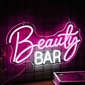 Noasktt Beauty Bar Neon Sign, Pink Light Up Neon Lights For Wall Decor, Girls Makeup Room Bedroom Decor - Energize Your Space With Magical
