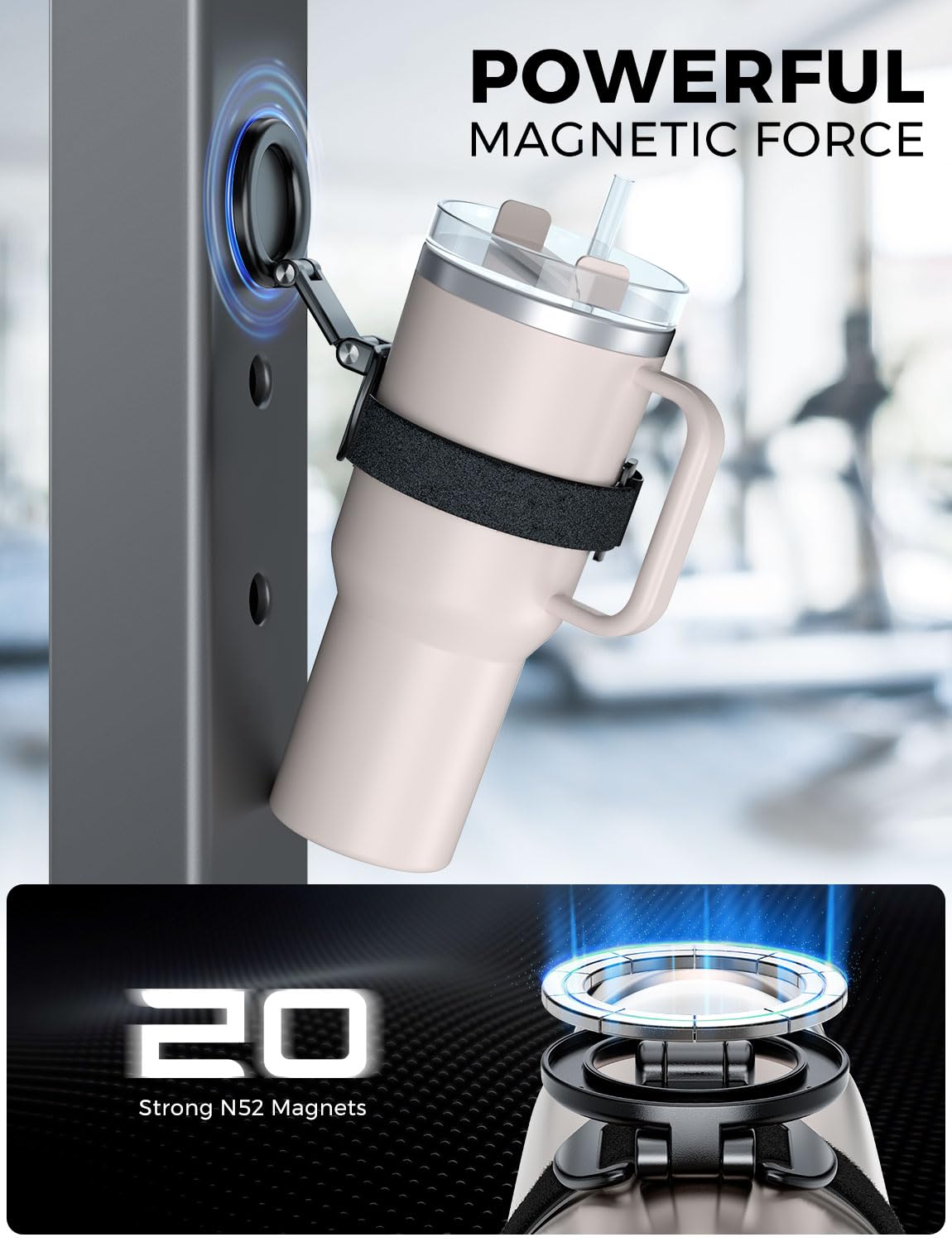 eSamcore for Stanley Cup Magnetic Phone Holder for Magsafe, Foldable Water Bottle Accessories Cellphone Stand Fit for iPhone, Universal Mount
