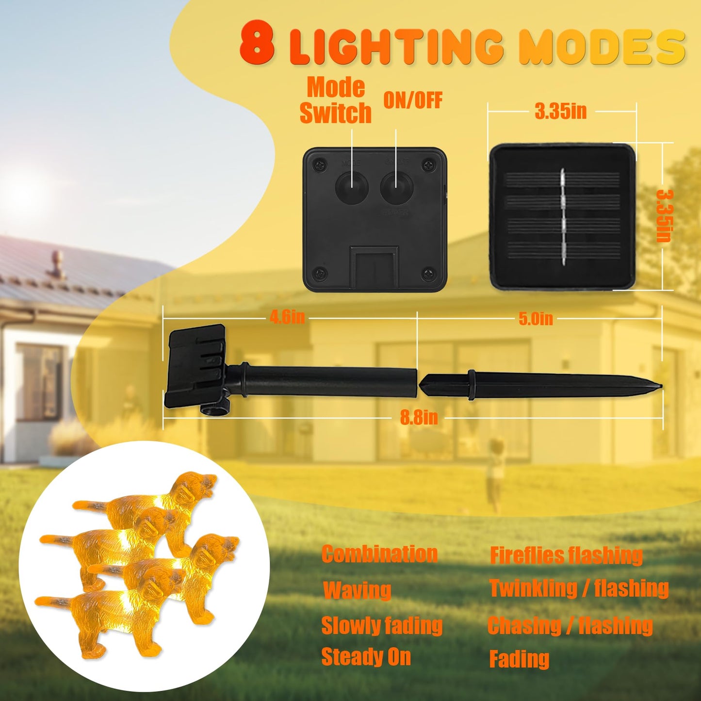 enlaceray Solar String Lights Labrador Outdoor Waterproof Decorative Light Dog Fairy Solar Light for Outside Garden Décor Balcony Patio Thanksgiving