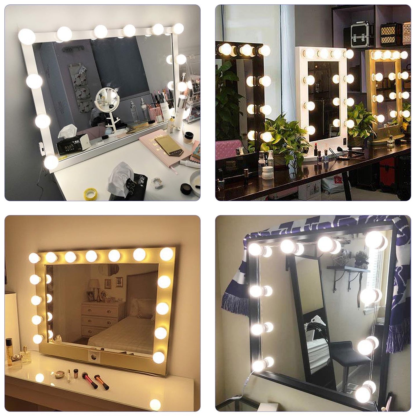 SICCOO Vanity Mirror Lights, 10 Dimmable Bulbs DIY Hollywood Style LED Makeup Mirror Lights with USB Cable, Lighting Fixture Strip for Makeup Dressing