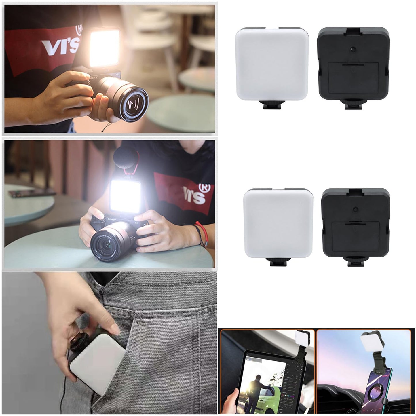 RecDec Selfie Light Clip Replacement LED Head 5600K White Lights 5W Mini Panel with 1/4'' Screw Socket for Portable Fill Light Attachement Camera DSLR