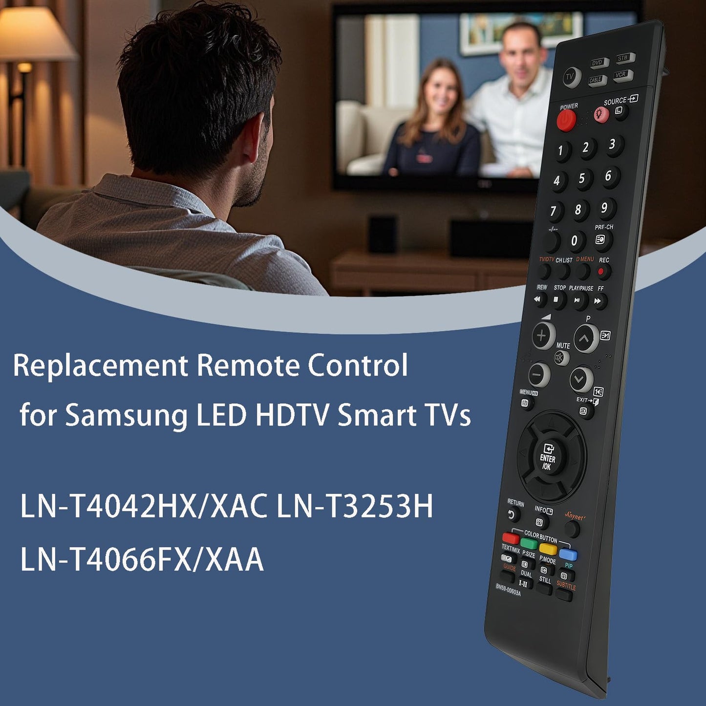 Replacement Remote Controller for LN-T4061F LN-T4042HX/XAC LN-T3253H LN-T4066FX/XAA Samsung LED HDTV Smart TVs