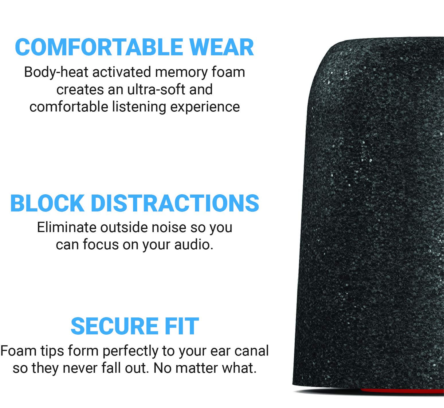 Comply Memory Foam Replacement Ear Tips for Shure Earphones | Superior Noise Isolation, Ultimate Comfort, Secure Fit | Black, Medium (3 Pairs)
