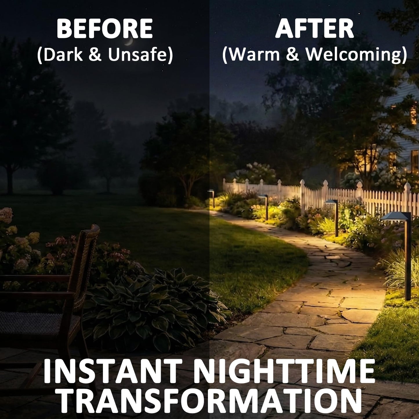 LL LIGHTING LIVING Low Voltage Pathway Lights 2PK Outdoor Landscape Lighting 1.2W 40 Lumen 2700K 12V AC Path Lights with Replacement Bulb Wire