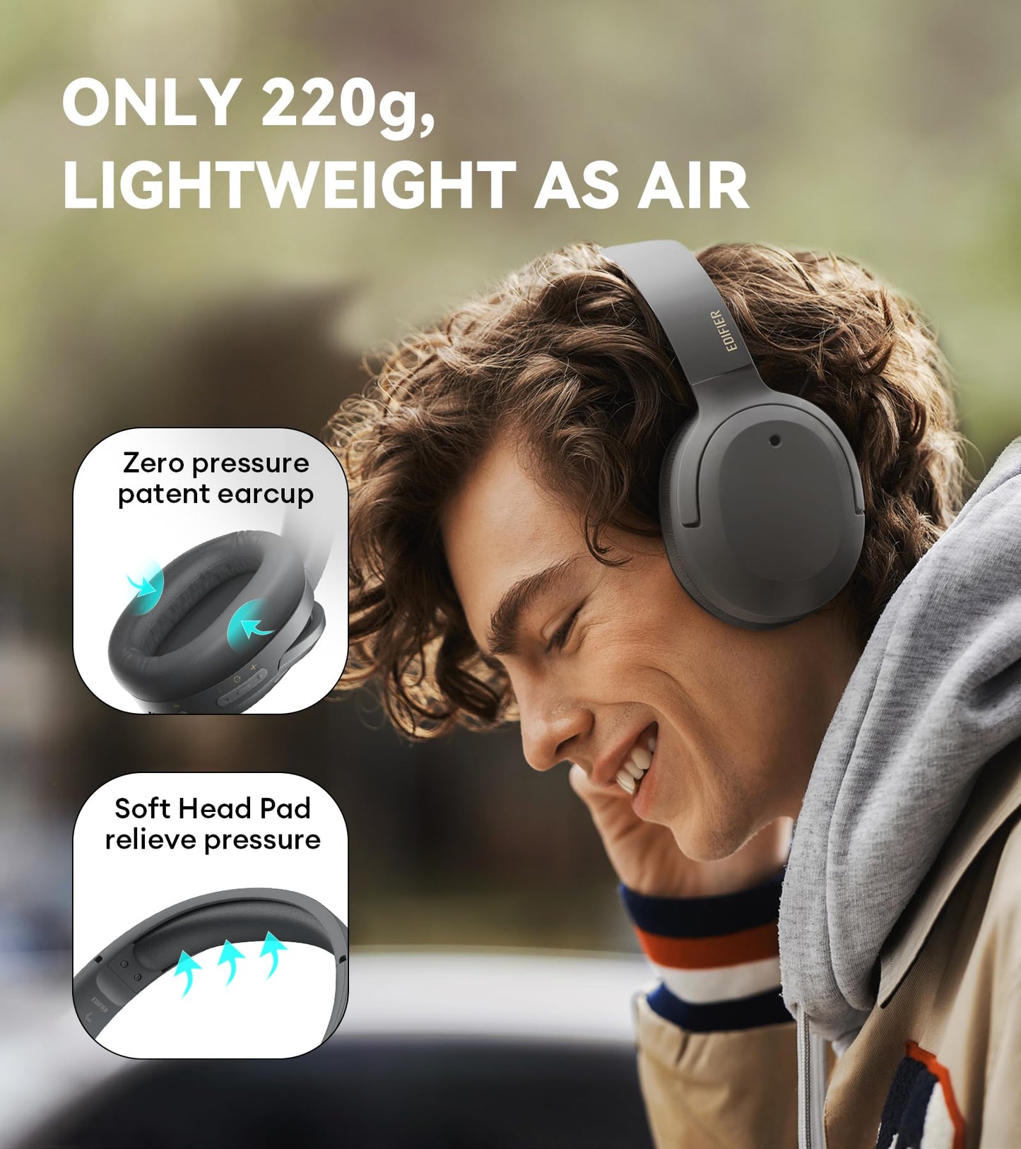 Edifier W820NB Plus Hybrid Active Noise Cancelling Headphones - LDAC Codec - Hi-Res Audio - Fast Charge - Over Ear Bluetooth V5.2 Headphones