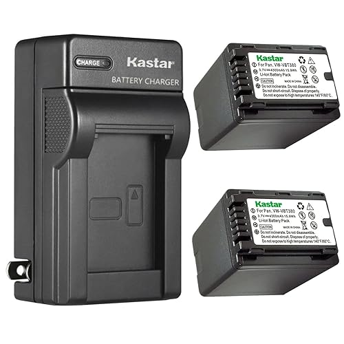 Kastar 2-Pack Battery and AC Wall Charger Replacement for Panasonic HC-W580K, HC-W580GK, HC-W580MGK, HC-W850, HC-W850EB, HC-W850M, HC-W850GK