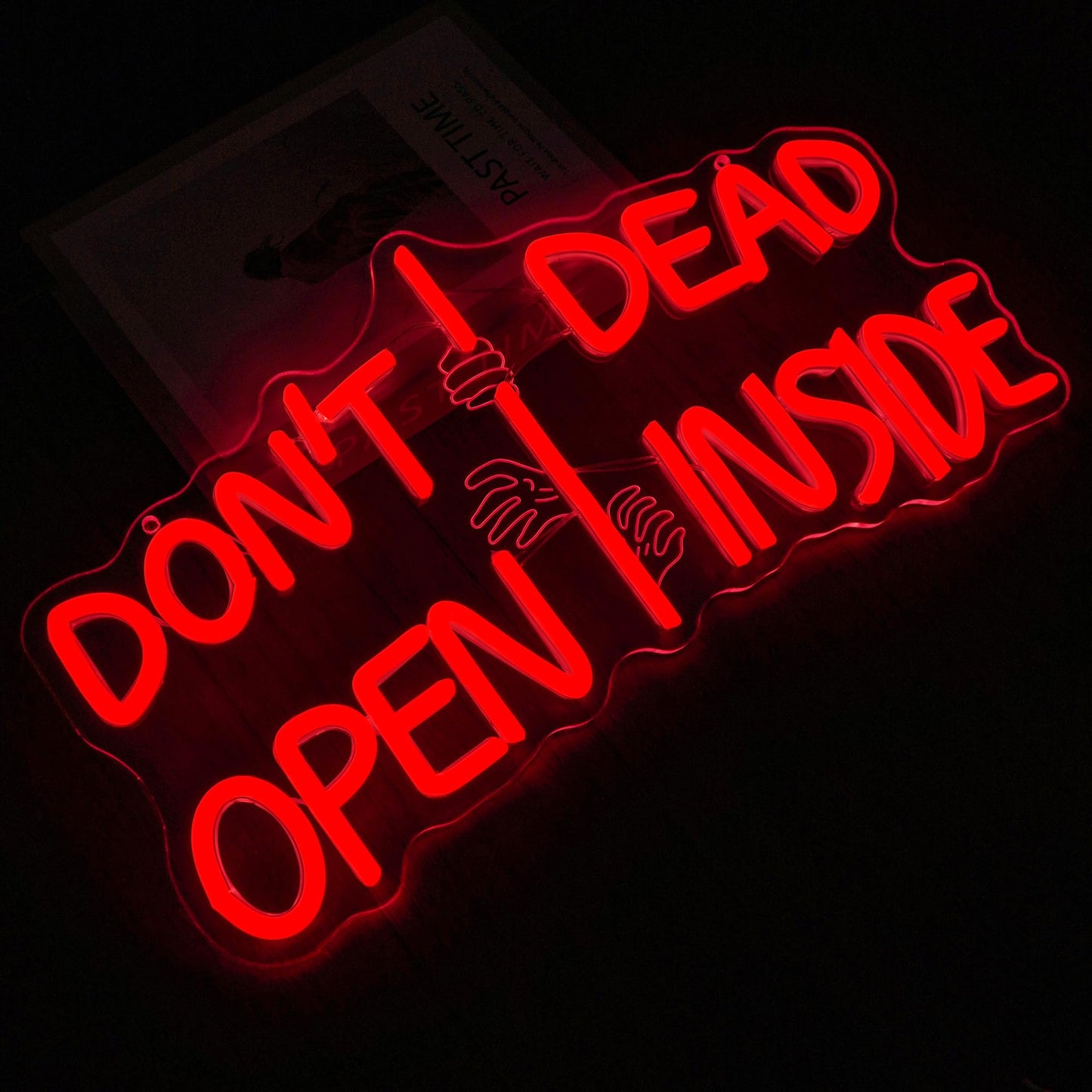 Zombie Themed Neon Sign Don't Open Dead Inside Neon Light Dimmable Horror Movie Light Signs for Terror Room and Gothic Home Decor Ideal Gift