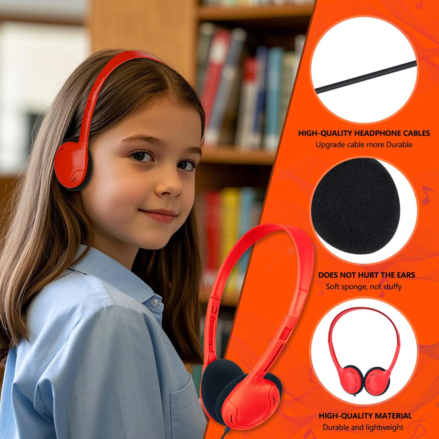 OSSZIT USB C Headphones Bulk 30 Pack for Classroom School Kids,USB Type C Headphones Class Set Compatible with Pad SmartphonesFor Boys Girls Students