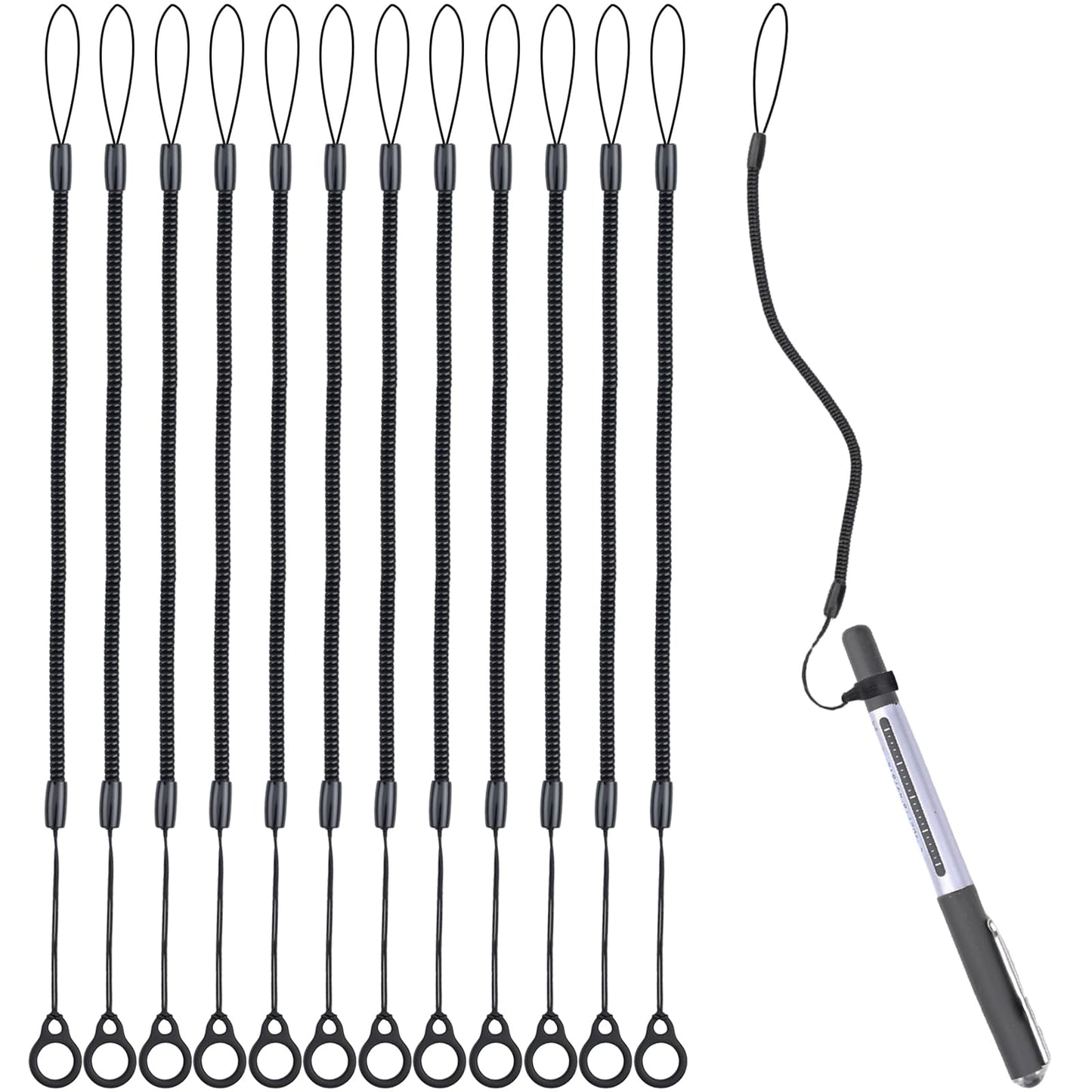 12 Pcs Pen Lanyards Retractable Elastic Pen Leash Strap for Clipboard Holder Touchscreen Attachment Notebook Office Supplies