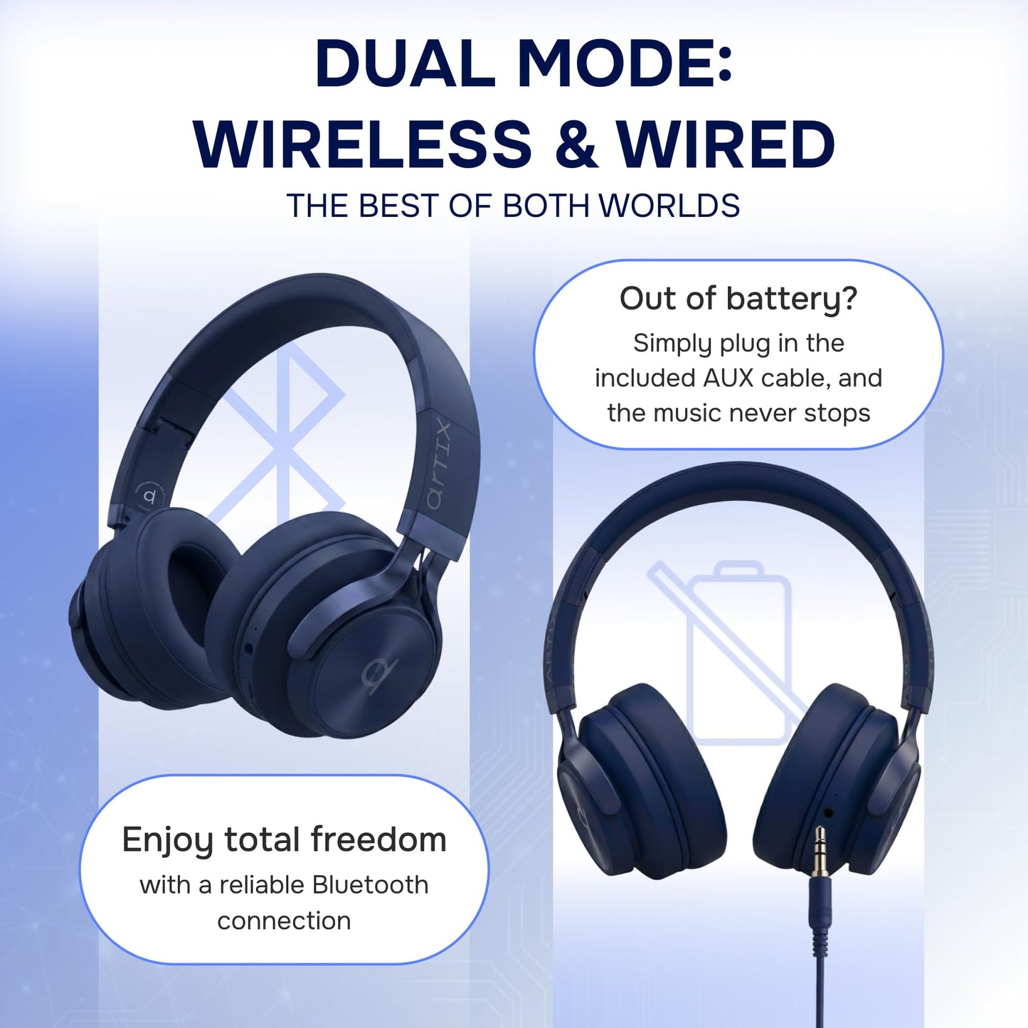 ARTIX Wireless Headphones for Kids Bluetooth Headphones for School (Blue)