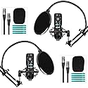 Movo PodPak2A 2-Pack Universal Cardioid Condenser Microphone Kit with Articulating Scissor Arm Mic Stand, Shock Mount, and Gooseneck Pop Filter