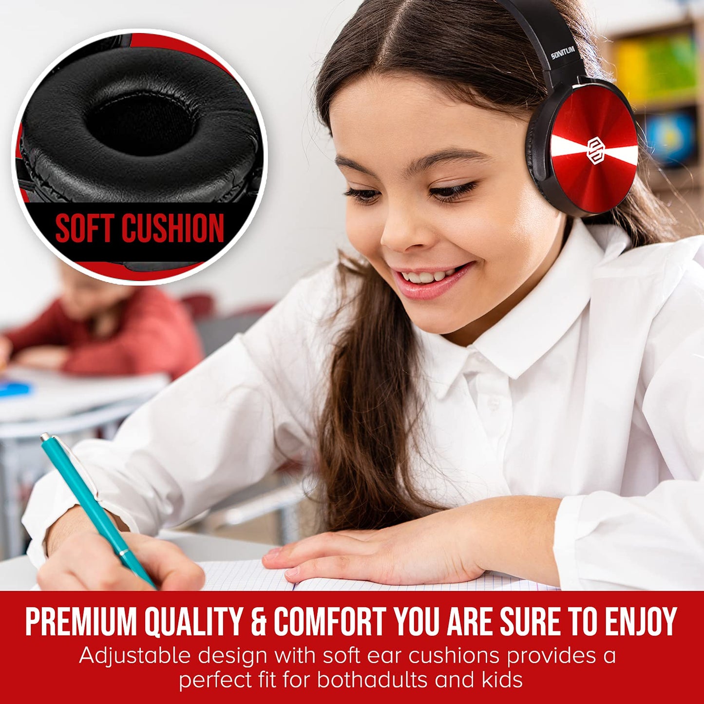 Premium Classroom Headphone with Microphone (5 Pack) - Kids Wired Earphones with Mic for School Students K-12 & Teachers, Soft Swivel On Ear Pads…
