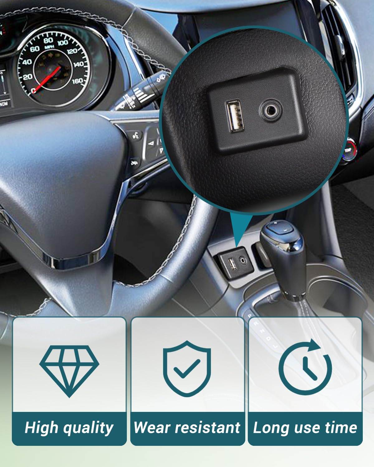 Jet Black Audio Player and USB Receptacle Interface Module Fit for Chevrolet Cruze GMC Cadillac Buick Model Replace 84333024 with Installation Tools