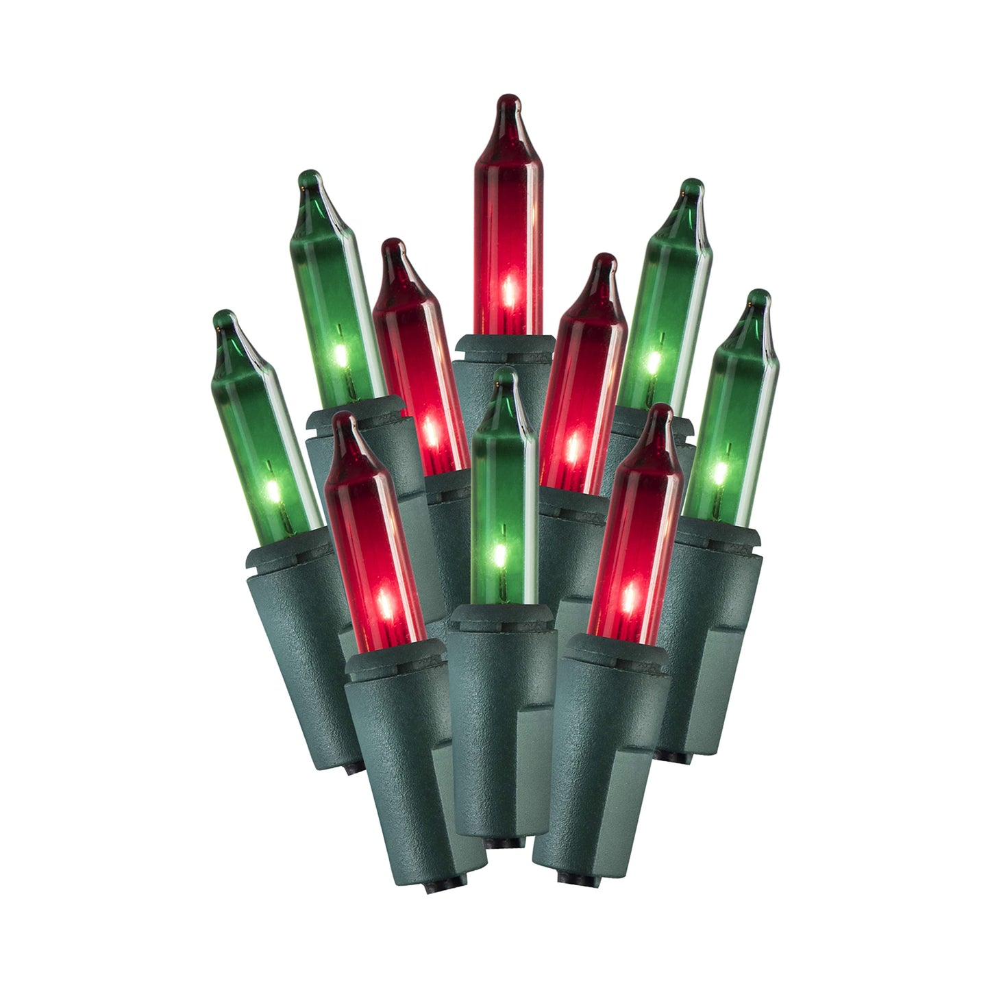 Tupkee Christmas Icicle Lights - Red & Green Incandescent, Icicle Style Mini Lights - 17 Feet, 300 Bulbs, Indoor & Outdoor Christmas Decorations