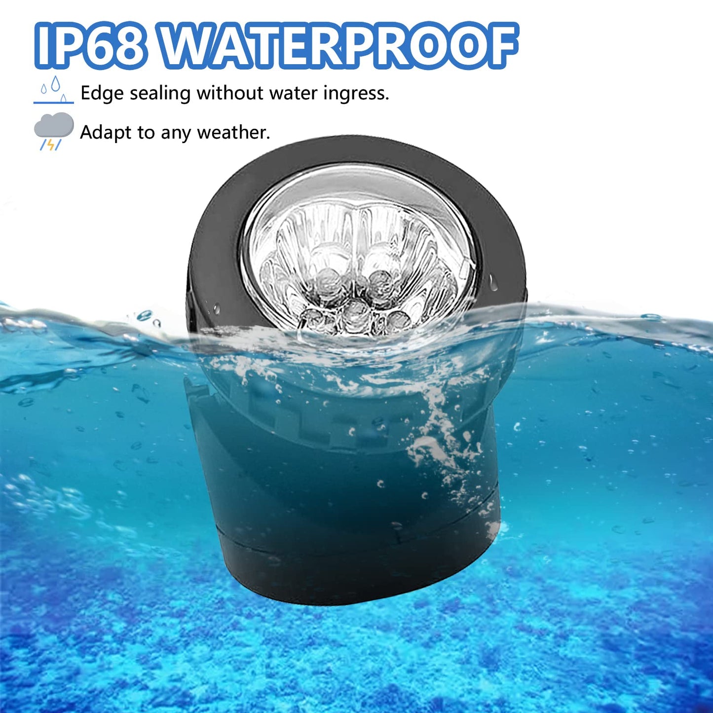 AVEKI Solar Pond Spotlights, 12 LED Solar Underwater Lights with Dual Head Waterproof Submarine Landscape Spotlight Security Lighting for Outdoor