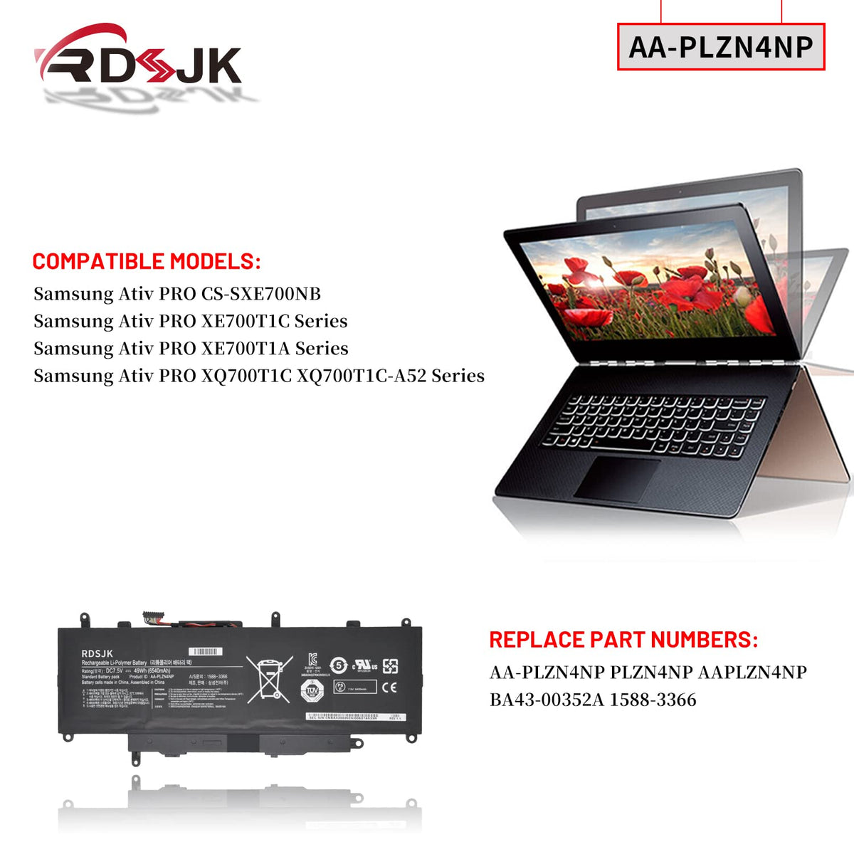 AA-PLZN4NP PLZN4NP Laptop Battery for Samsung Ativ PRO XE700T1C XE700T1C-A01BE XE700T1C-A02DE A02AU XE700T1C-A03CH XE700T1C-A04AT XE700T1C-AB2AU