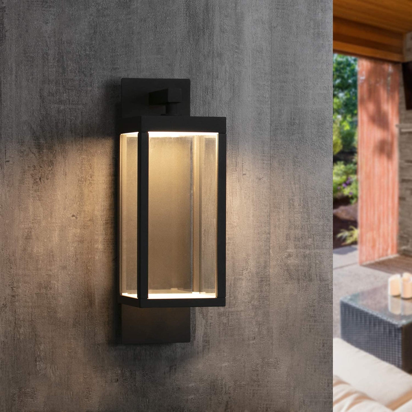 Modern Outdoor Light Fixtures Dusk to Dawn Outdoor Lighting,15" Exterior Wall Sconce, Porch Light, Black Garage Lights Wall Lamp, Waterproof Outdoor