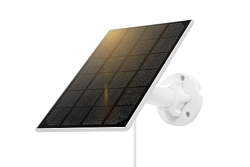 5W Solar Panel, IP 65 Waterproof 5V Micro USB Port for Security Cameras Wireless Outdoor, Compatible with Rechargeable Battery Security Camera