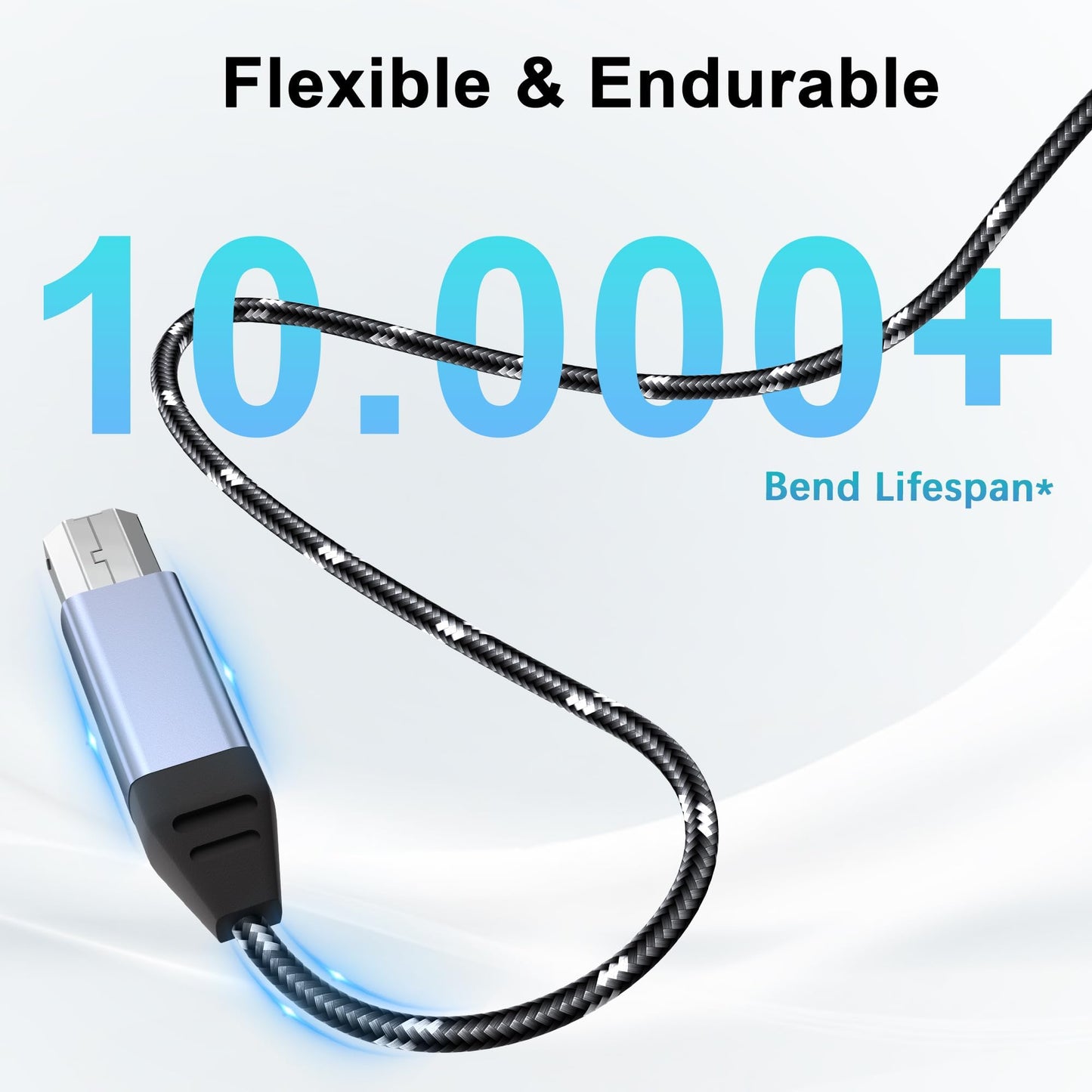 DCNETWORK Printer Cable,USB C&USB-A to USB-B Cable?High Speed Nylon Braided Scanner Printer Cord for HP Dell Epson Brother Lexmark Xerox Samsung Piano