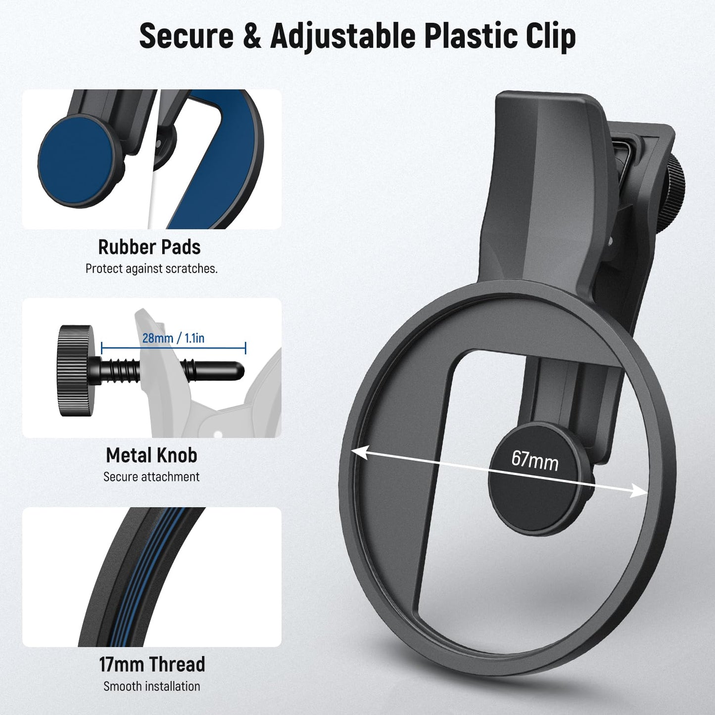 NEEWER 2 in 1 67mm Clip On CPL & Black Diffusion 1/4 Filter Compatible with iPhone 17 16 15 Pro Max Plus 16e 14 13 Mini 12, Circular Polarizing Phone