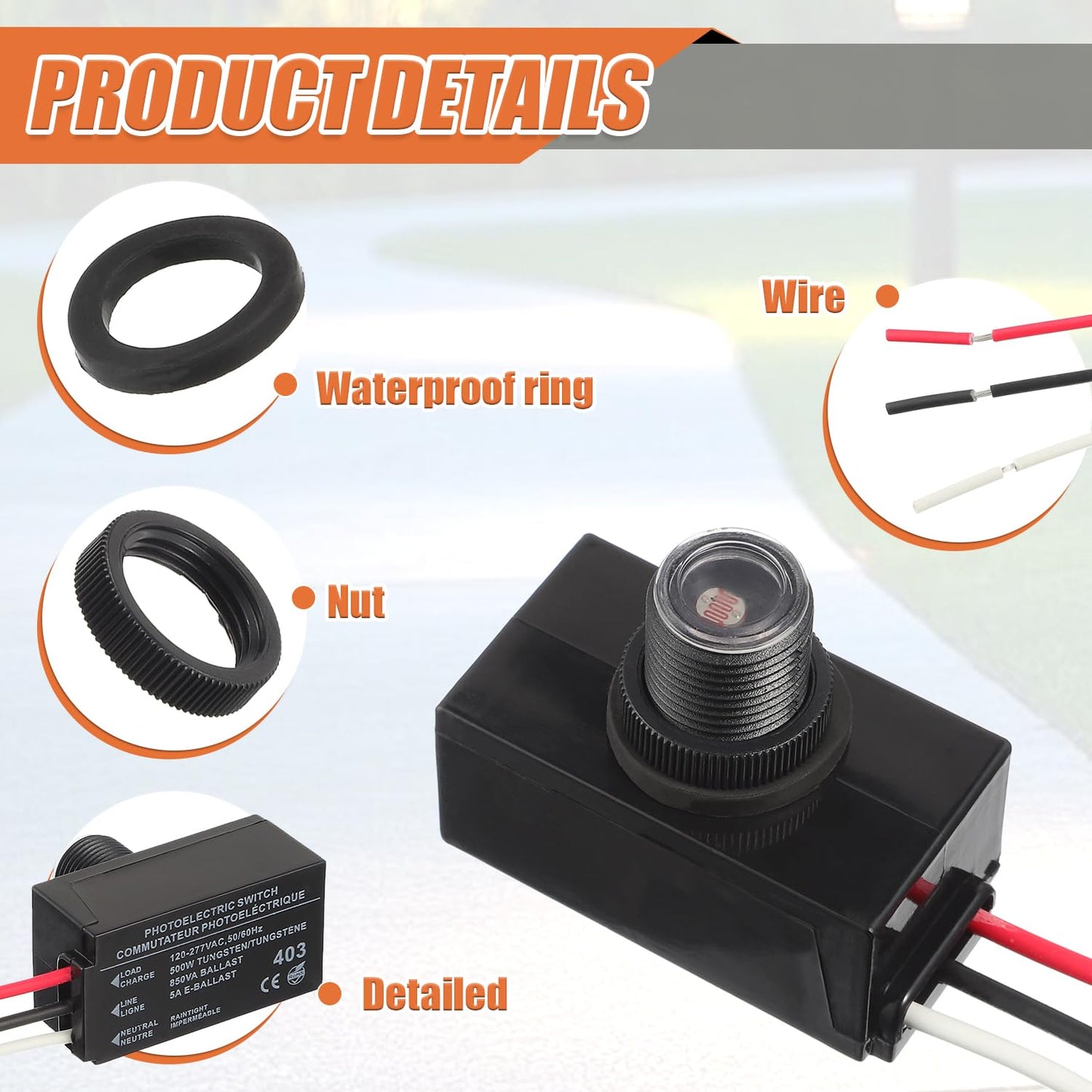 JAMHER 6 Pack Dusk to Dawn Sensor 120-277V Photoelectric Switch Photocell Light Sensor Hardwired Post Eye Light for Most Outdoor Lighting Fixtures