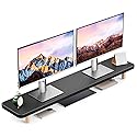 Dual Monitor Stand Riser, 39 Inch Extra Long Wooden Desktop Monitor Riser with Storage for 2 Monitors Ultra Strong Desk Shelf Organizer Riser