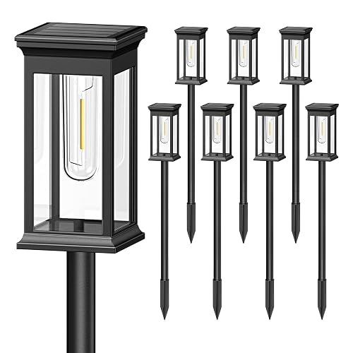 KOOPER Solar Pathway Lights Outdoor 8 Pack, 2X Bigger Solar Outdoor Lights, Bright Solar Garden Lights Waterproof, Auto On/Off Outdoor Solar Lights