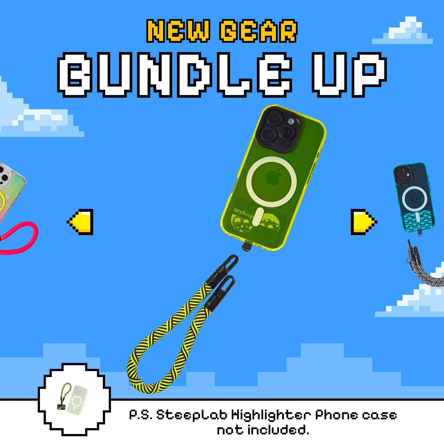 SteepLab Freehand Baby GoKit - Compact Wrist Lanyard and Tab Set for Most Phone Cases (Midnight Pulse)