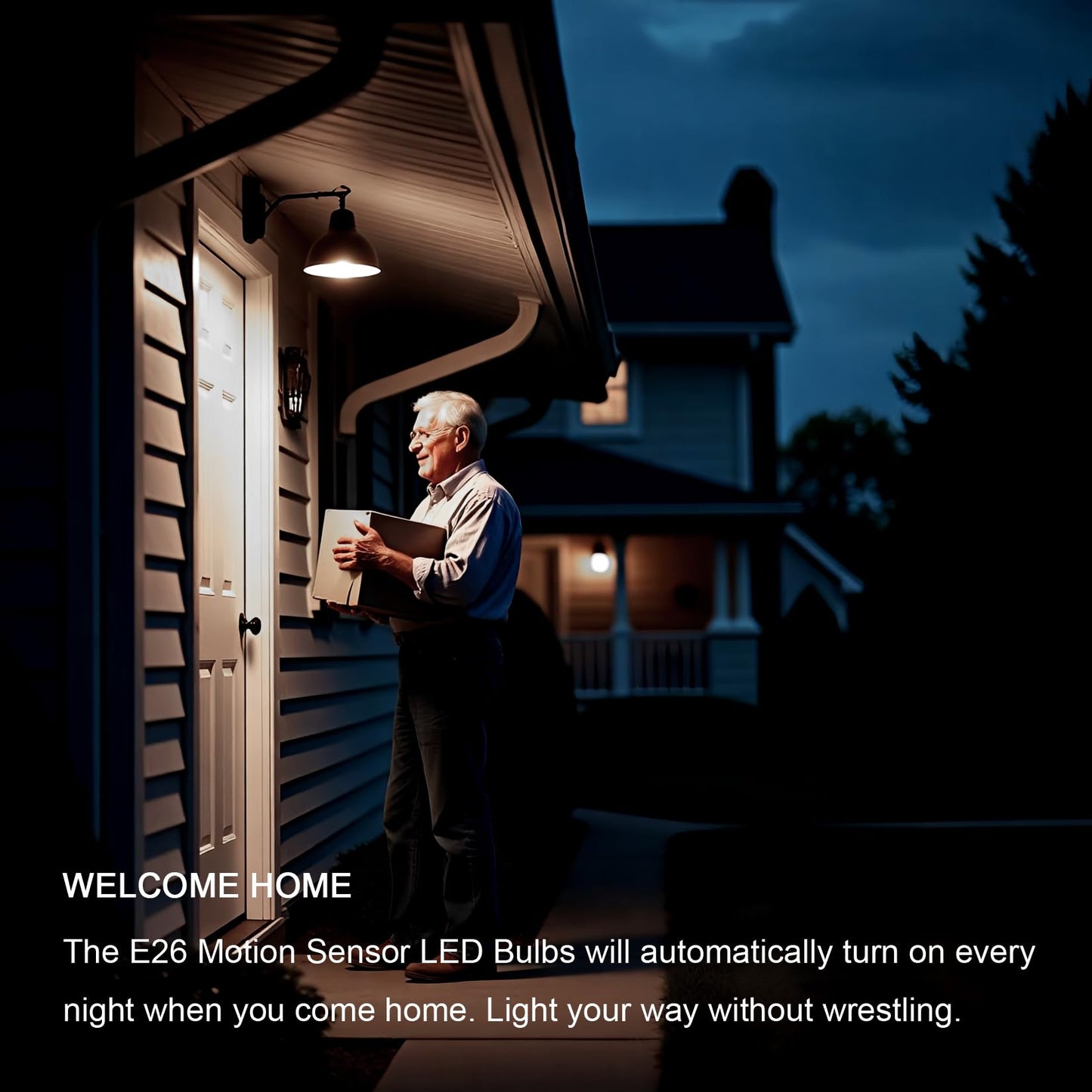 BQHY Motion Sensor Light Bulbs, 5500K Daylight Motion Activated Dusk to Dawn Security Light Bulb, 15W(100W Equivalent) E26 PAR38 Security LED Bulb