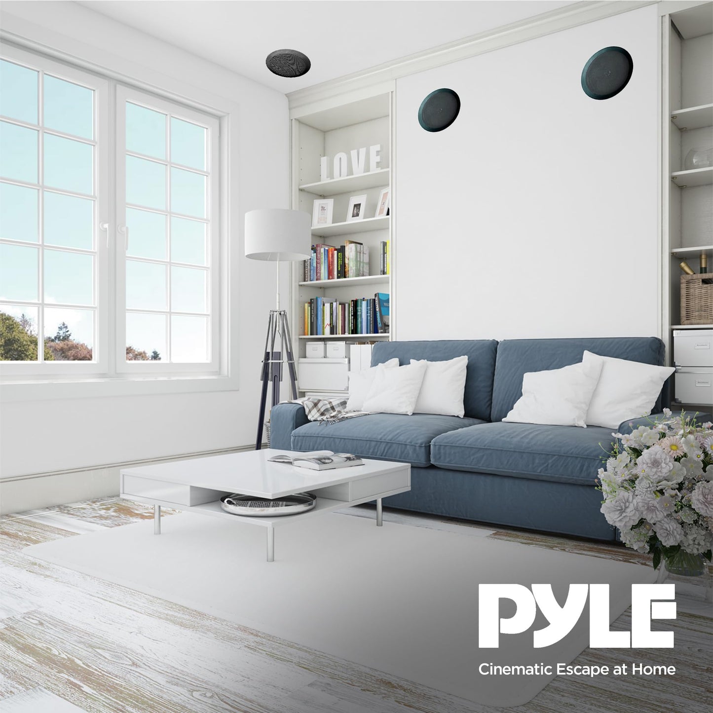 PYLE PDIC61RDBK In-Wall/In-Ceiling Dual 6.5" Speaker System, 2-Way, Flush Mount, Black (Pair)