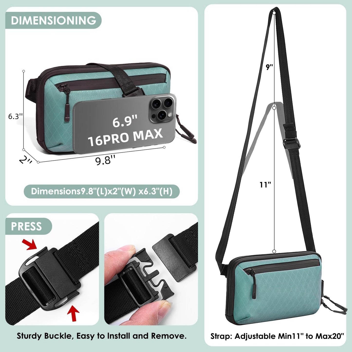 Electronics Organizer Tech Travel Pouch - Waterproof Diamond Quilted Nylon Cable Bag for Chargers, Cords & Accessories - Compact 900D Durable Case for