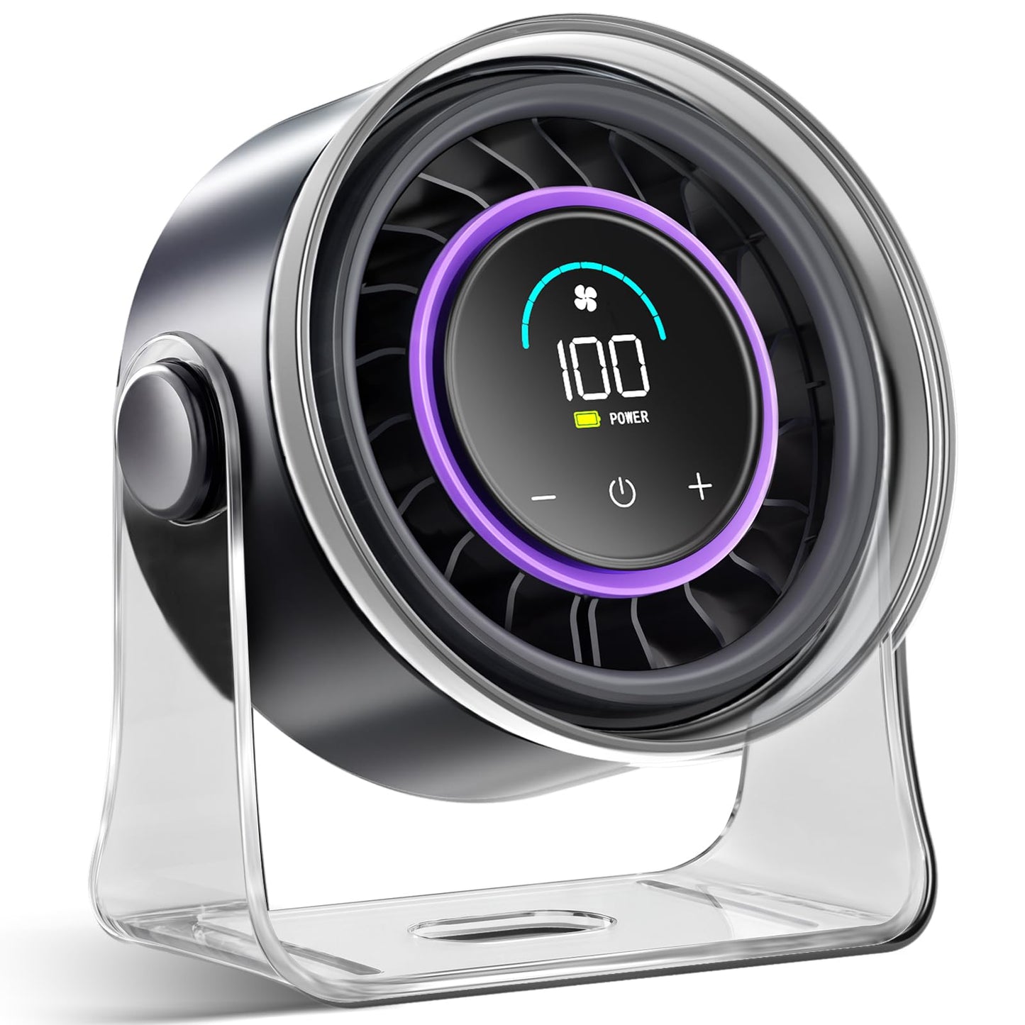FRONTSUN Portable Desk Fan,Quiet Fan for Bedroom,Portable Fan withTurbo Airflow,Fans with 100 Speeds Digital Display, 360° Tilt,Rechargeable Battery