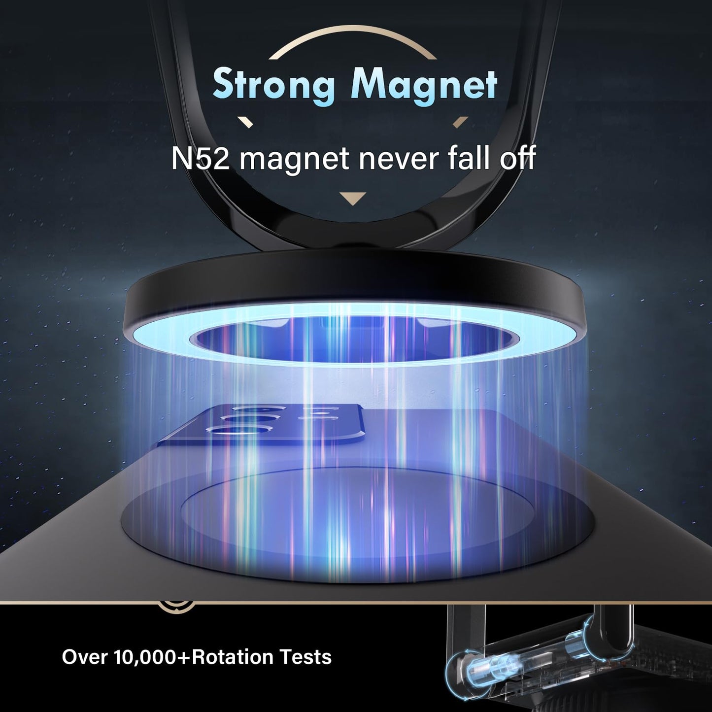 Coverado Magnetic Car Phone Holder, Vacuum Magnetic Phone Holder for Car, 360° Rotation Strong Magnet Car Phone Mount Dash Cell Phone Mount for iPhone