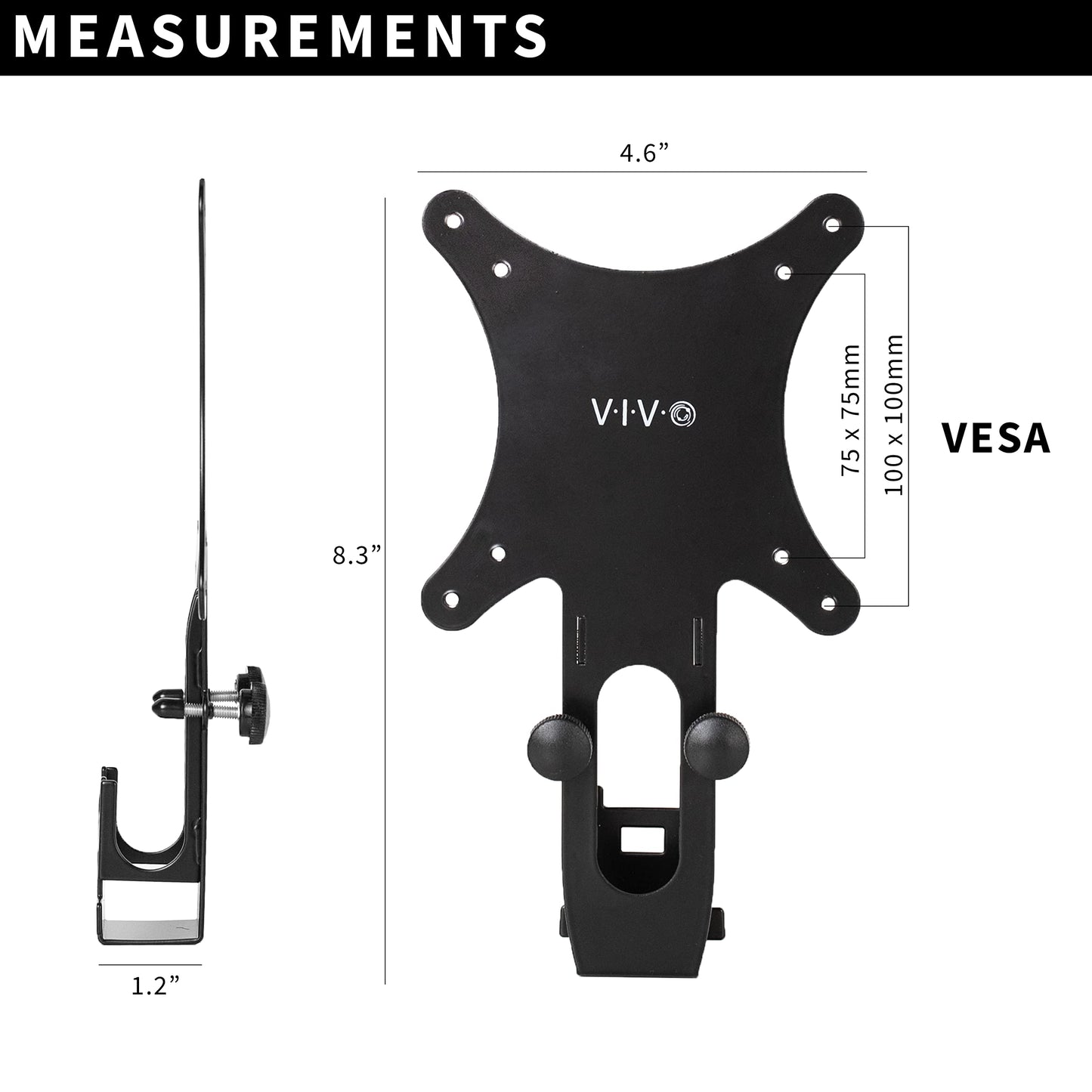 VIVO Quick Attach VESA Adapter Designed for Viotek Monitor NBV24CB2, VESA 75x75mm and 100x100mm Conversion Kit, Black, Mount-VTK1