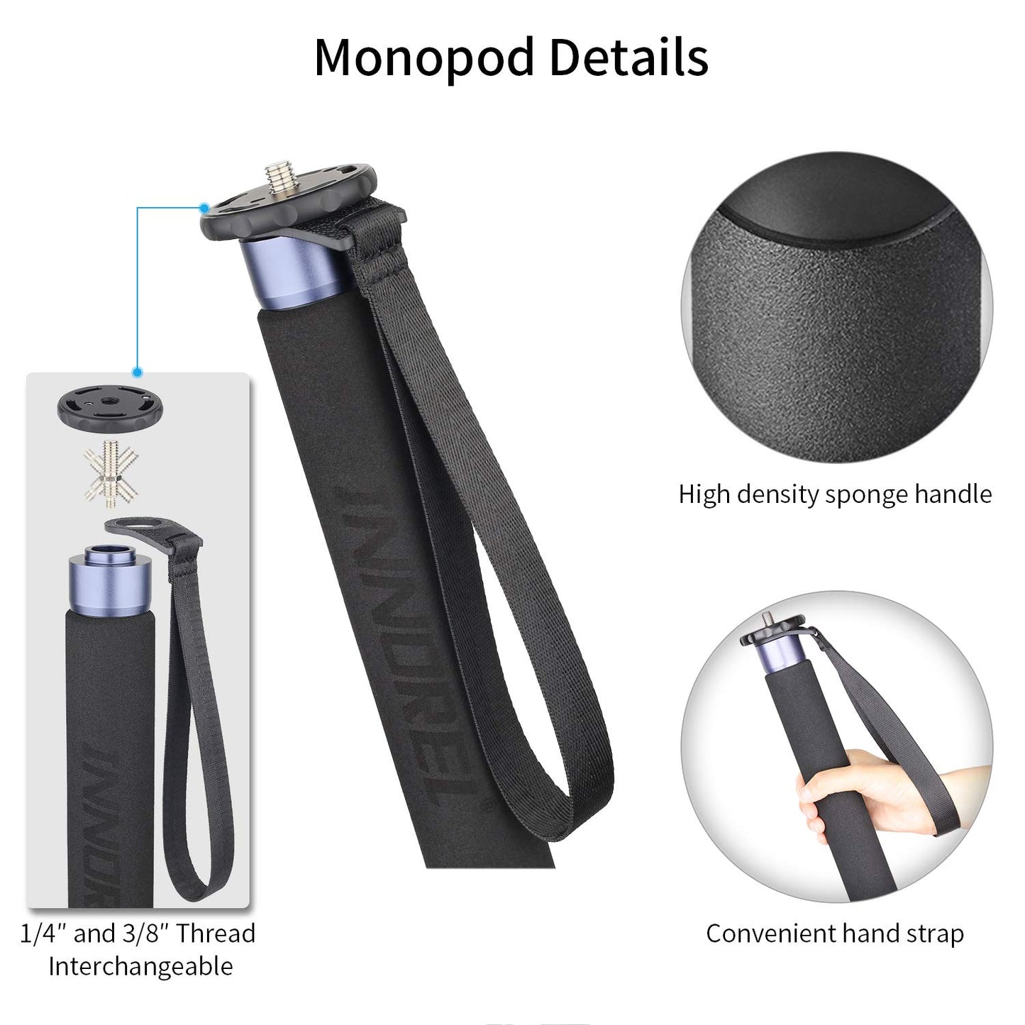 Carbon Fiber Video Monopod-INNOREL VM75CK Professional Hydraulic Fluid Head Monopod Removable Multifunctional Travel Tripod Stand for Gopro DSLR