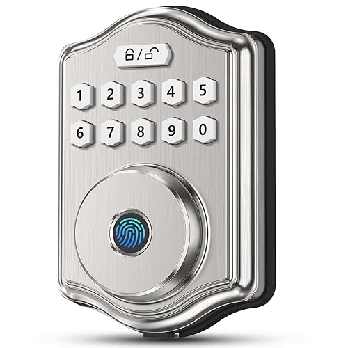 52HZ Fingerprint Door Lock, Keyless Entry Door Lock with Code, Voice Guidance Electronic Keypad Deadbolt Smart Locks for Front Door, Anti-Peeping