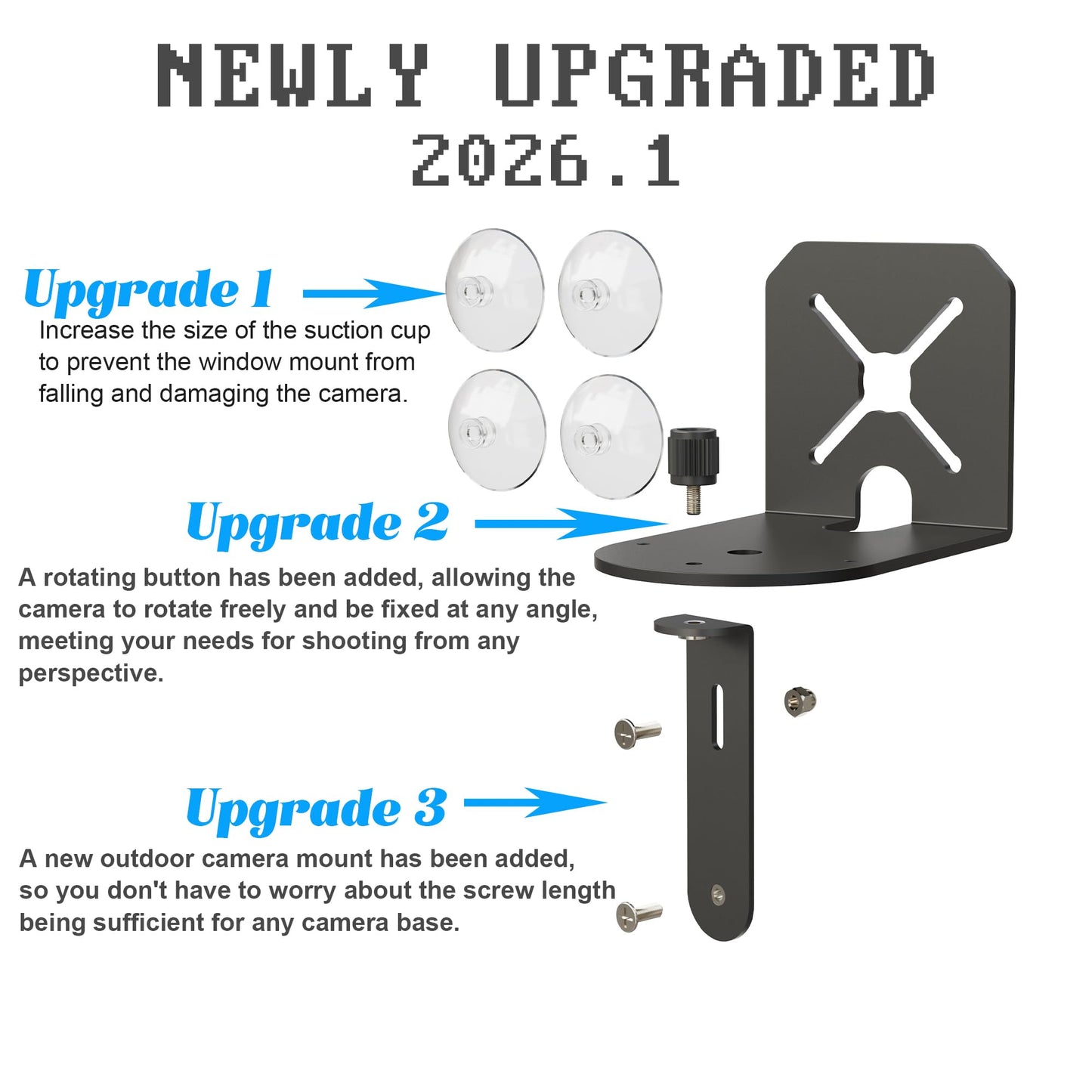 2-in-1 Metal Camera Mount for Blink Outdoor 4 & Blink Mini, ?2026 Upgrade Big Suction with 360° Adjustable Bracket, Window Suction or Screw Wall