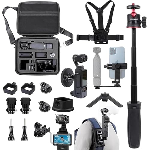 PellKing Accessories Kit for Osmo Pocket 3,Included Carrying Case,Magnetic Mount,Phone Monitor Holder,Selfie Stick,Mini Tripod,Desk Support