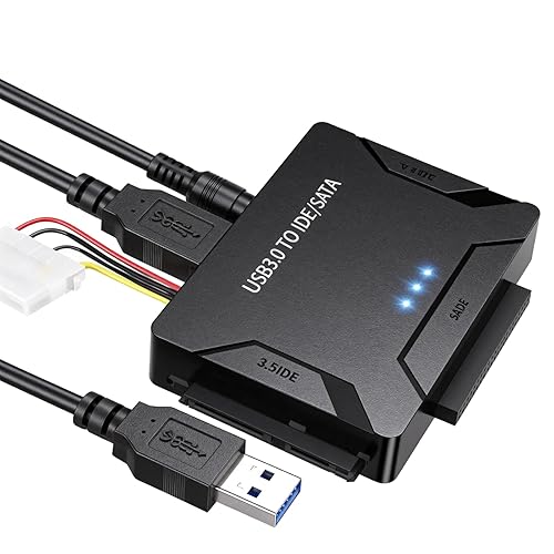 USB 3.0 to IDE SATA Adapter Hard Drive Reader, Type C USB to External Hard Drive Disk HDD Converter Kit for Universal 2.5/3.5 HDD SSD with Power