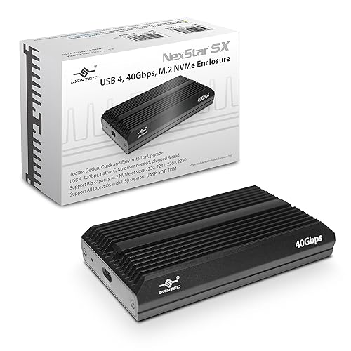 Vantec NexStar SX, USB 4, 40Gbps, M.2 NVMe Enclosure, USB C (NST-M240C4)