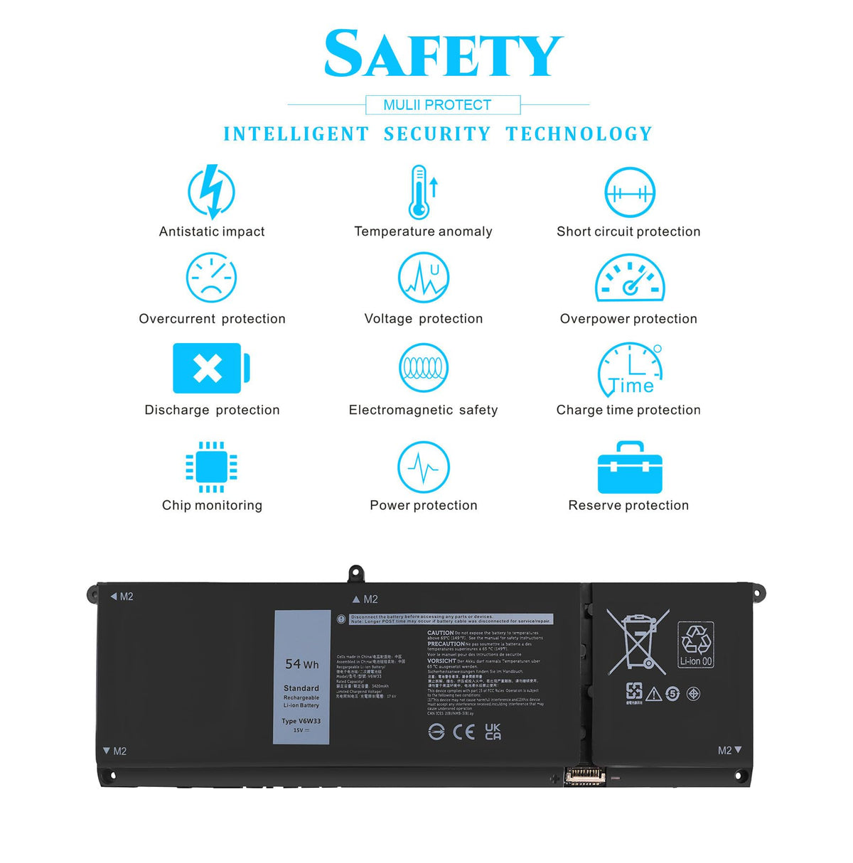 ESTENGPRO 54Wh V6W33 Laptop Battery Replacement for Dell Inspiron 15 3520 3511 3515 3510 5510 5515 5310 5635 5625 5630 5635 7415 7435 7425 7430 7445