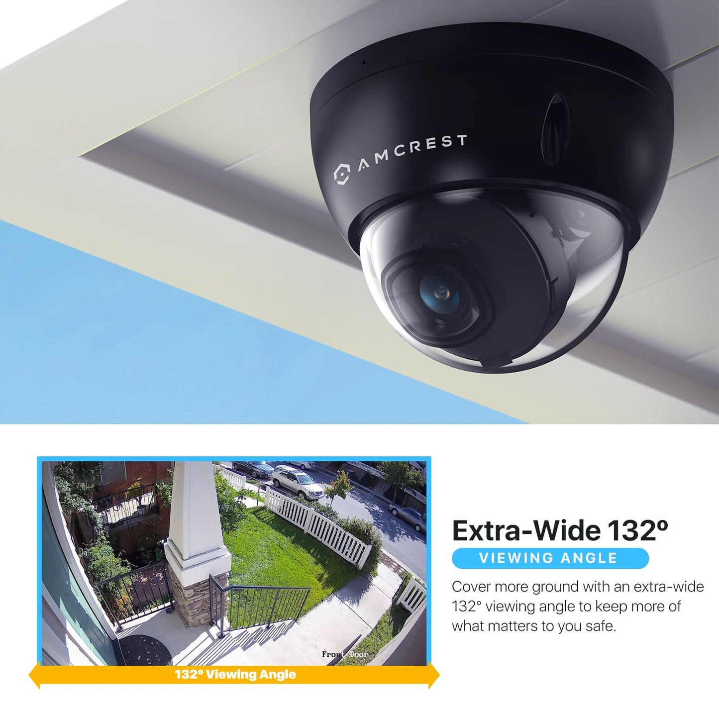 Amcrest 5MP POE Camera, Outdoor Vandal Dome Security POE IP Camera, 5-Megapixel, 98ft NightVision, 2.8mm Lens, IP67, IK10 Resistance, MicroSD 256GB