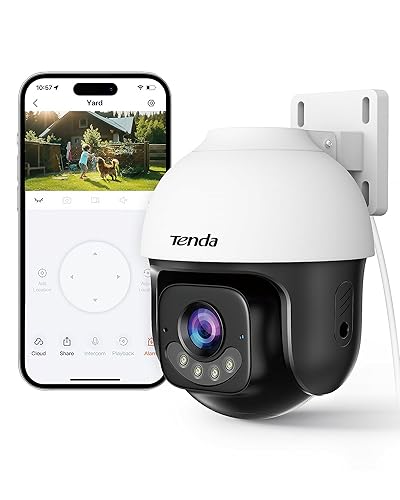 Tenda 5MP QHD Outdoor Pan/Tilt Wi-Fi Security Camera, 360° Full Coverage, Color Night Vision, AI Human/Vehicle/Motion Detection, 2-Way Talk, IP65