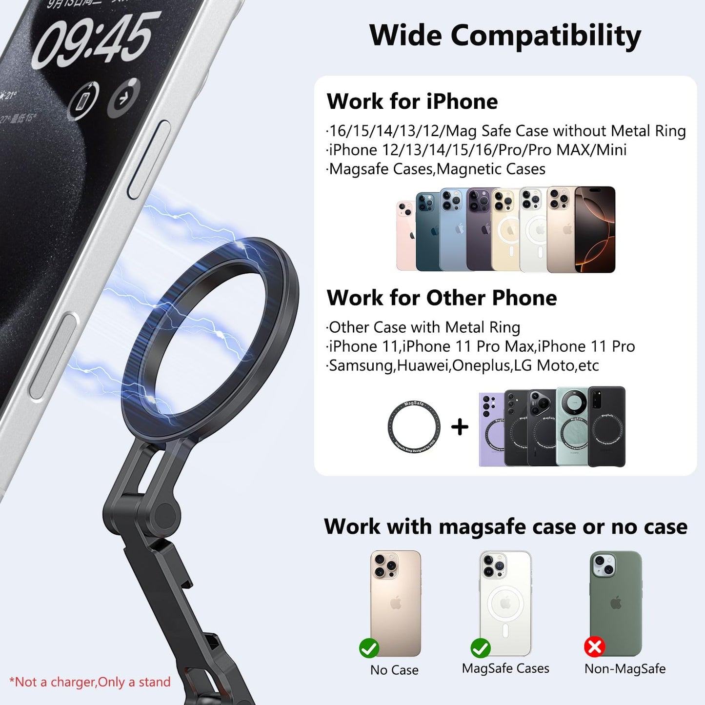 XIAOTJ Universal Magnetic Phone Tripod Mount Metal Cell Phone Camera Holder Adapter w Cold Shoe 1/4" Thread, for Magsafe Cold Shoe Mount for iPhone