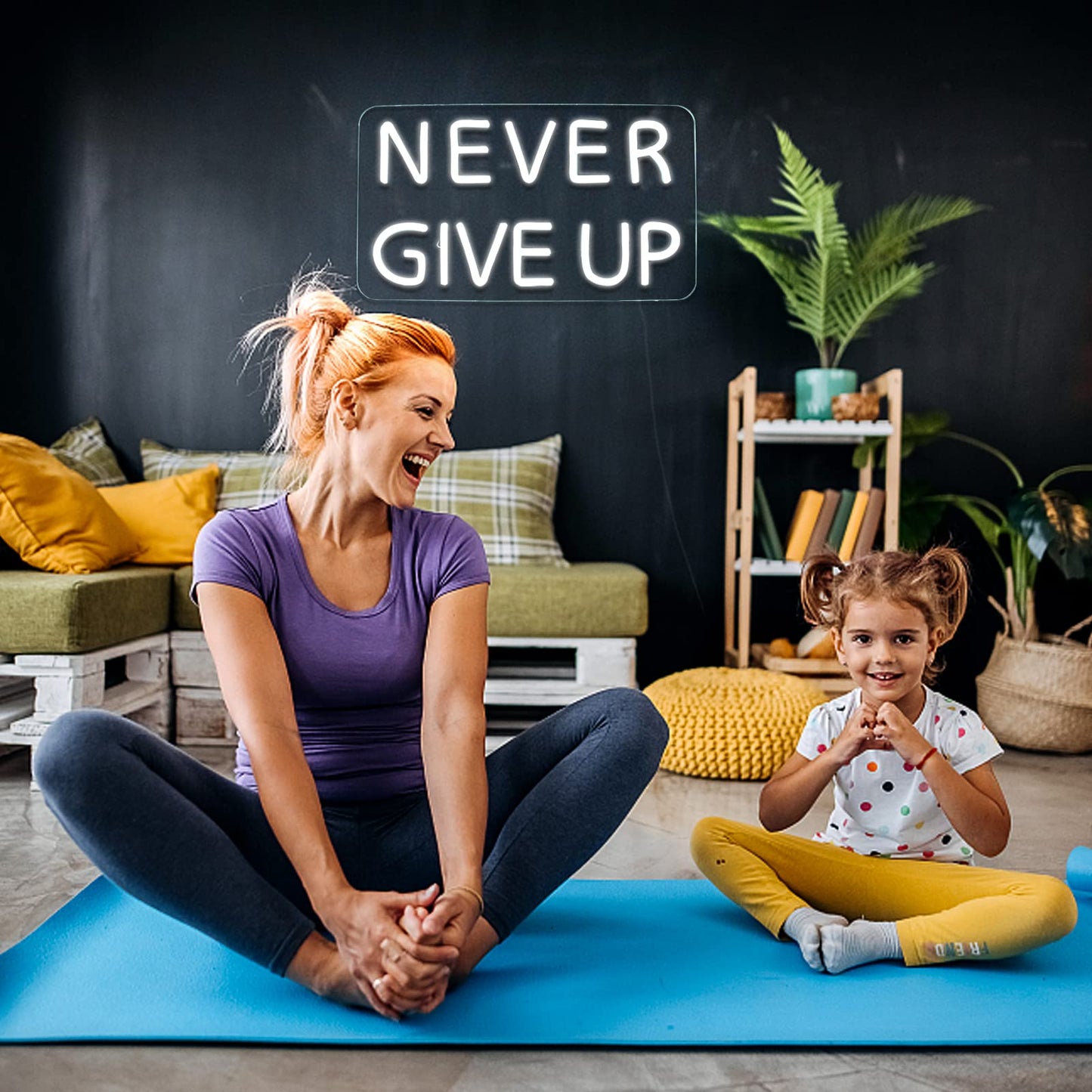 Vinray Never Give Up Neon Sign for Wall Decor,Inspire Slogan for Study Room Decoration,Wall Art Lighting As Gifts for Kids or Friends.