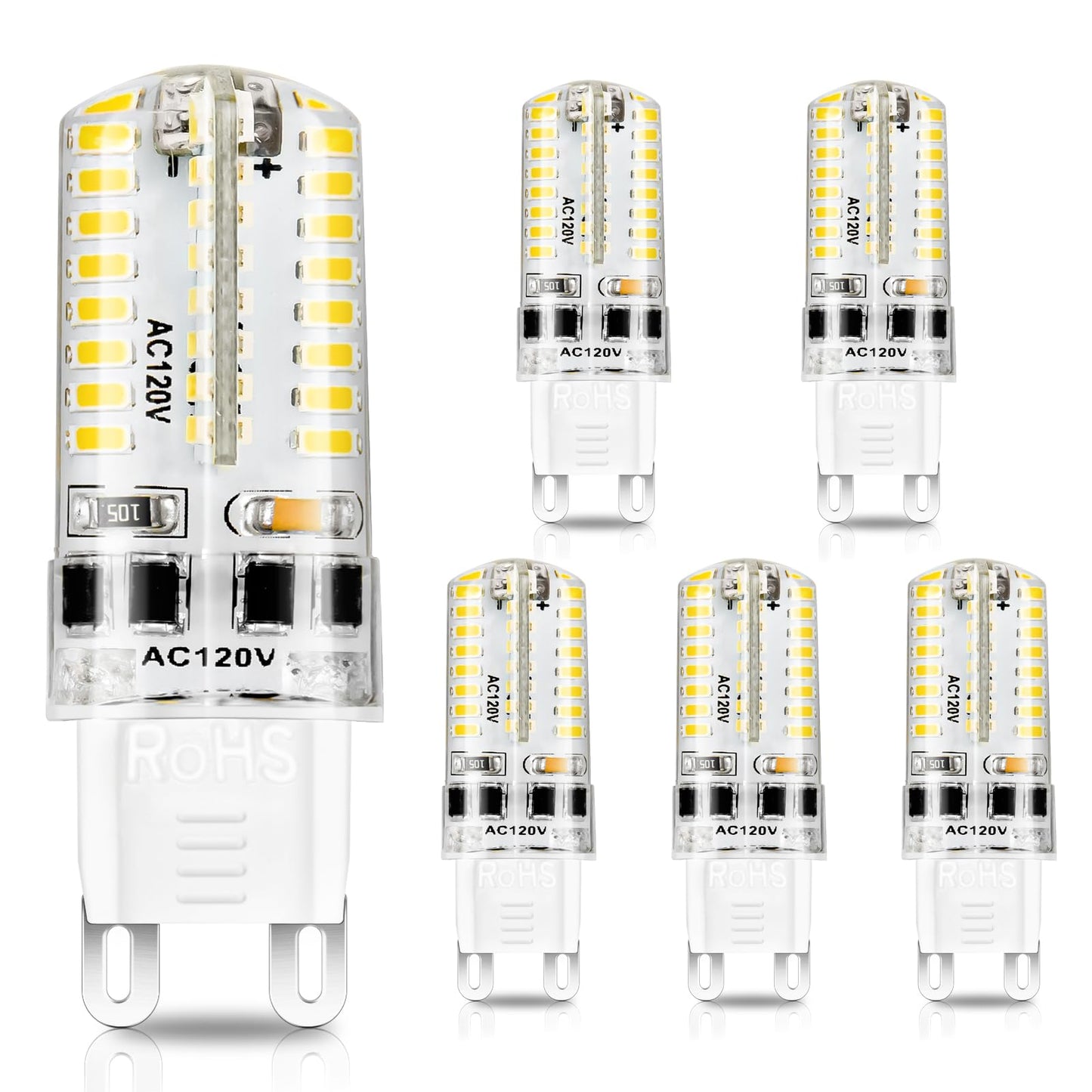 YGS-Tech G9 LED Bulb Dimmable, 4W (35W Halogen Equivalent), G9 Light Bulbs, 3000K Warm White, CRI80, G9 Base Bulb for Chandelier, Interior Decoration