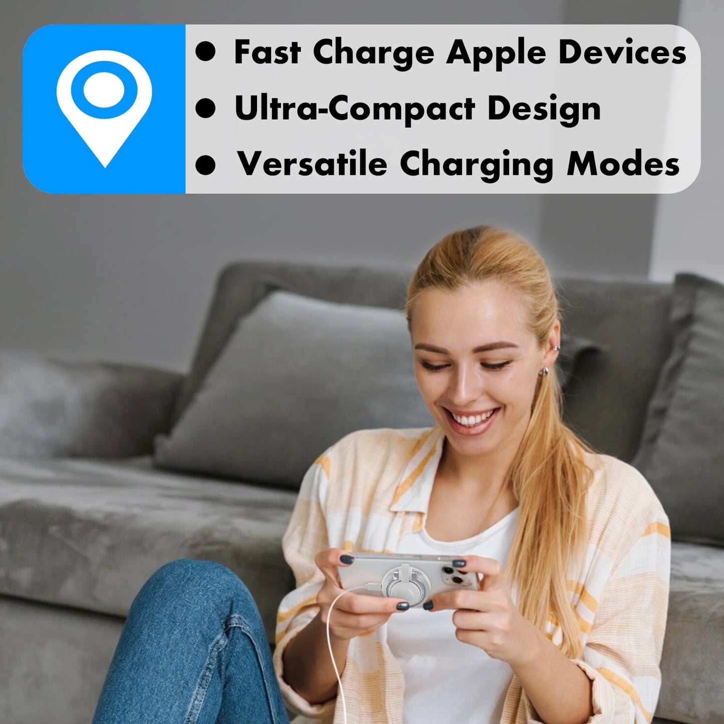 TRAVEL DEPOT Compatible w/MagSafe Charger 2-in-1 Travel Wireless Charger, QI 2 Certified 15W Magnetic Duo Charging Butterfly Puck for iPhone, Airpods