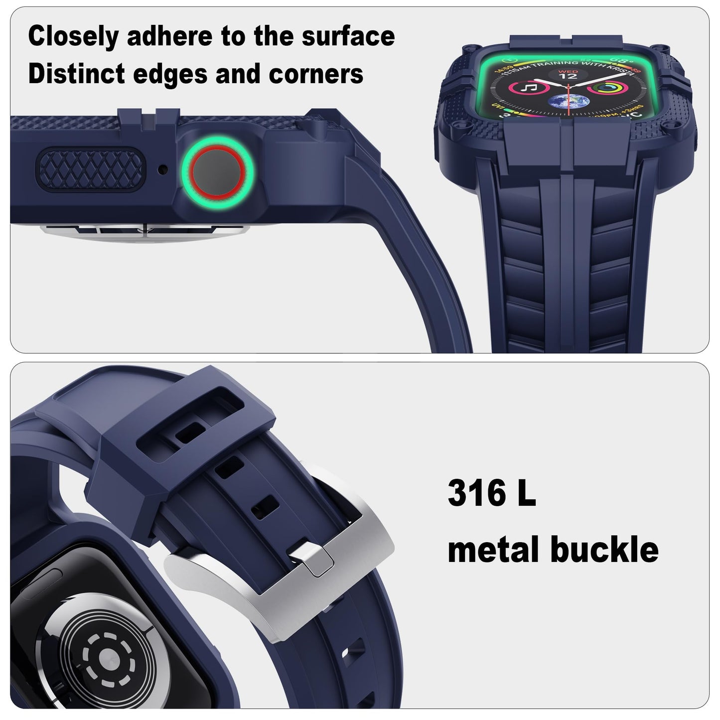 T-ENGINE Rugged Watch band Compatible with Apple Watch Series 9 Band for 41mm 40mm 38mm SE 9/8/7/6/5/4/3 for Men Women (41mm/40mm/38mm, Blue)