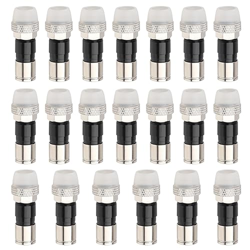 MOOKEERF RG6 Compression Connectors 20 Pack,F Type RG6 Connectors 75 Ohm,RG6 Coaxial Cable Compression Fitting with Weather Seal O Ring and Waterproof