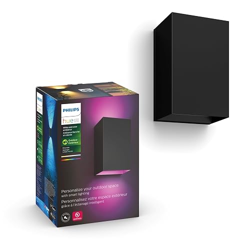 Philips Hue Resonate Outdoor Smart Wall Light, Black - White and Color Ambiance LED Color-Changing Light - 1 Pack - Requires Hue Bridge - Control